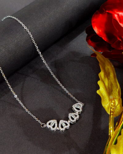 Heart 4-piece Magnetic Clover Necklace - Silver